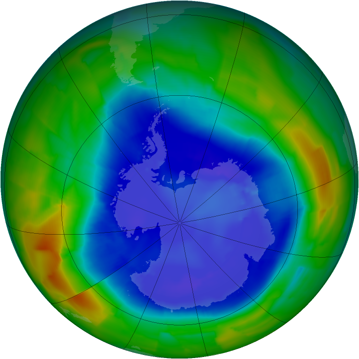 Antarctic ozone map for 03 September 2011
